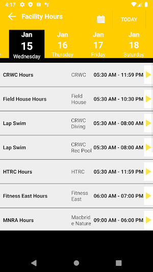 University of Iowa Rec Serv Screenshot 2