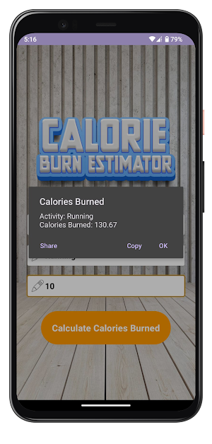 Calorie Burn Estimator Screenshot 2