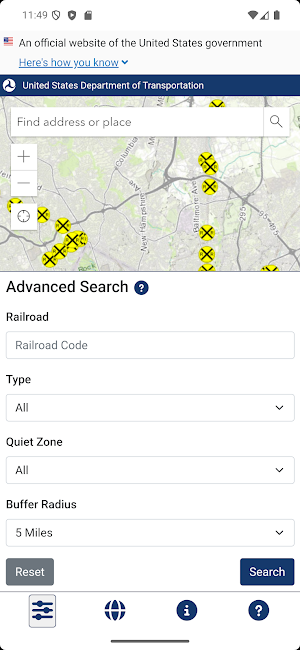 Rail Crossing Locator Screenshot 2