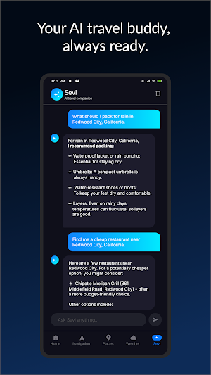 Sevi: AI Travel Guide & Maps Screenshot 0