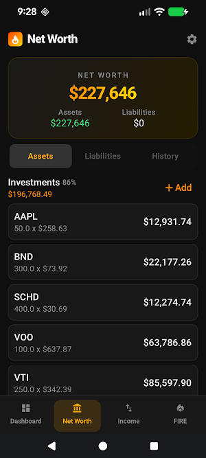 FirePath: Net Worth Tracker Screenshot 1