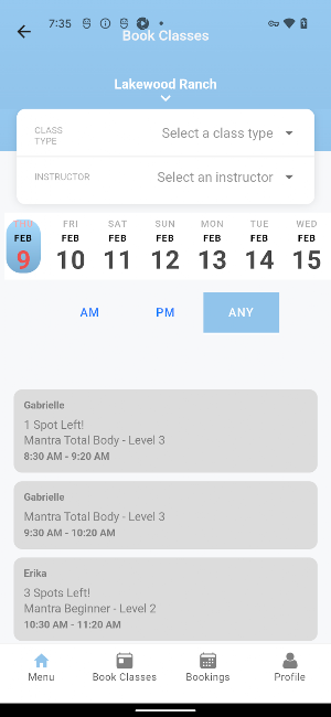 Mantra Fitness App Screenshot 1