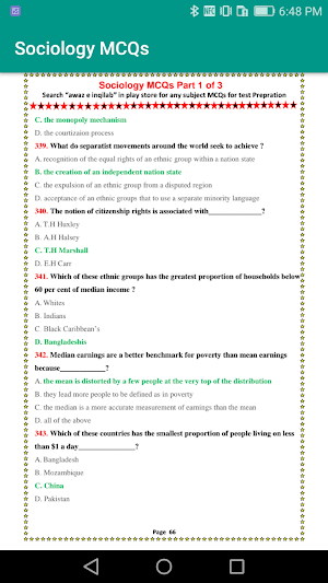 Sociology MCQs offline Screenshot 1