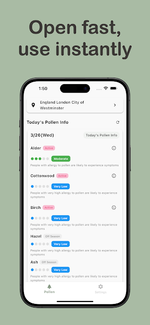 The Pollen Forecast Checker Screenshot 1