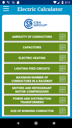 Electrical Calculators CE Code - 2018 (CSA Group) Screenshot 0