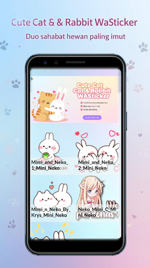 Cute Cat & Rabbit WASticker Screenshot 1