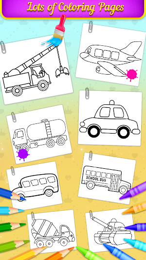 Vehicle Drawing and Coloring Book Screenshot 1