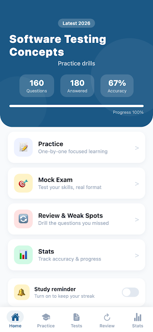 Software Testing Concepts Quiz Screenshot 0