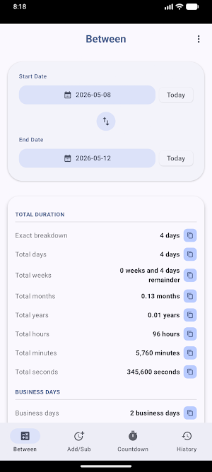 Hroice duration calculator Screenshot 3