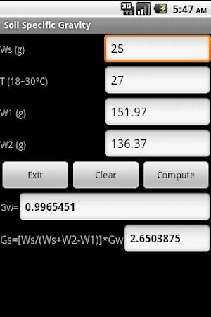 Soil Specific Gravity Screenshot 0