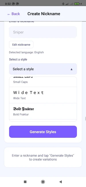 Nickname Generator: Text style Screenshot 3