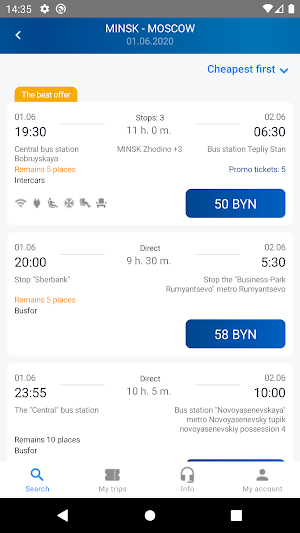 Intercars - bus tickets Screenshot 2