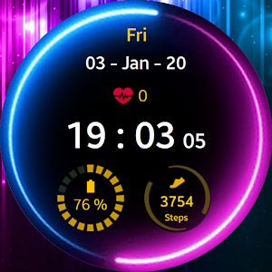 Neon Blue Pink Watch Face Screenshot 0
