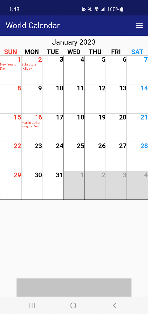 World Calendar Screenshot 0