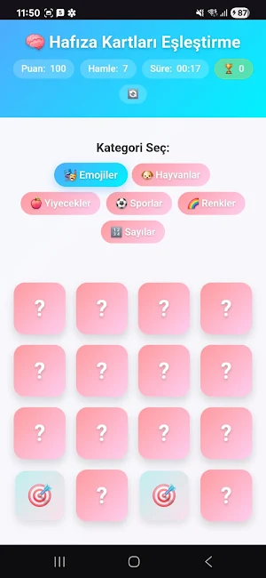 Hafıza Kartları Eşleştirme Screenshot 1