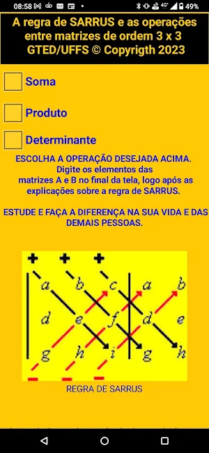 Regra de Sarrus e as matrizes Screenshot 0