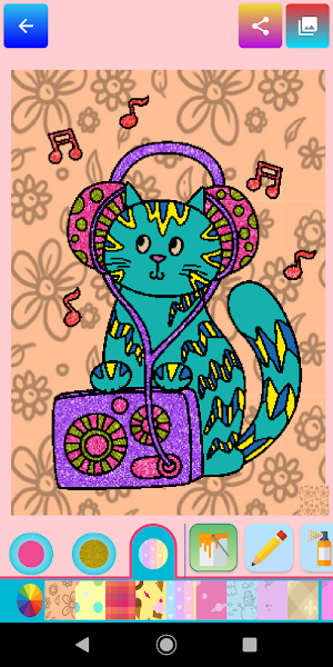Cat Coloring Pages Game Glitters 🐱 Cute Kitty Screenshot 0