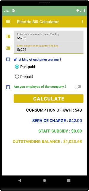 Ethio Electric Bill Calculator Screenshot 3