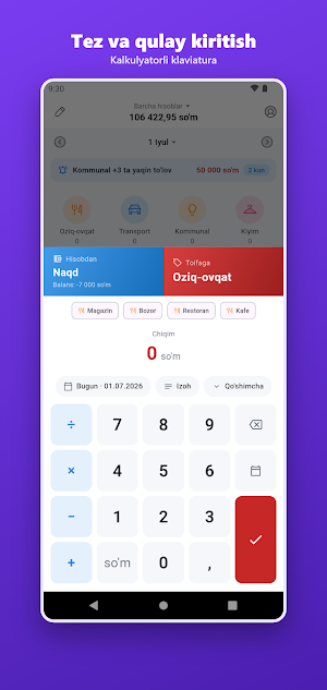 Hisobchim — Xarajat hisobi Screenshot 2