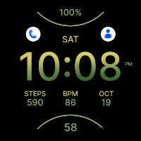 Sporty Army Green Watch Face