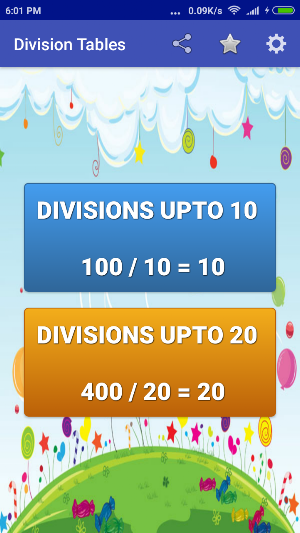 Division Tables Screenshot 0