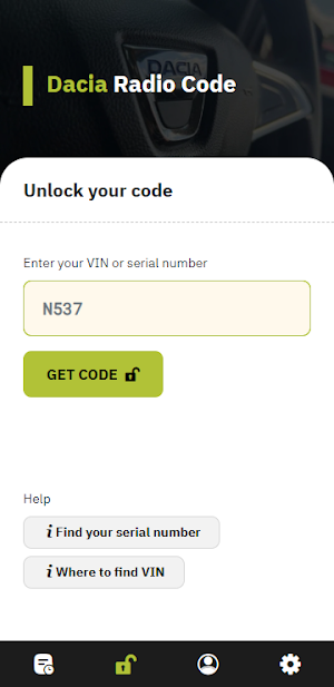 Dacia Radio Code Generator Screenshot 0