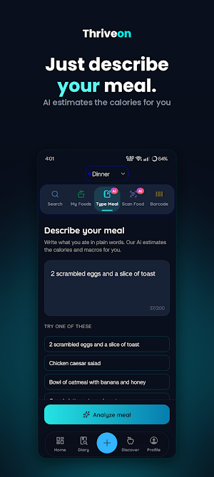 ThriveOn: Calorie Tracker Screenshot 2