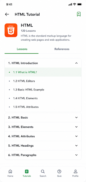w3 Schools app Screenshot 1