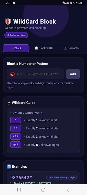 Wildcard Call Block Screenshot 0