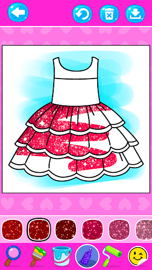 Girls Glitter Dress Coloring Screenshot 1