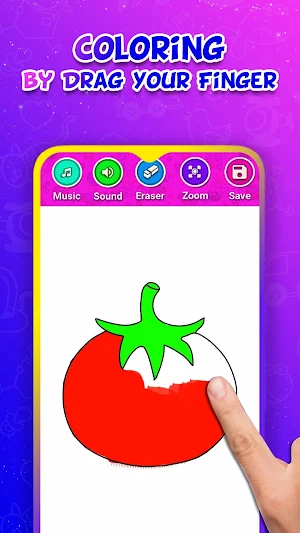 Fruits Drawing Book & Vegetable Coloring Book Game Screenshot 1