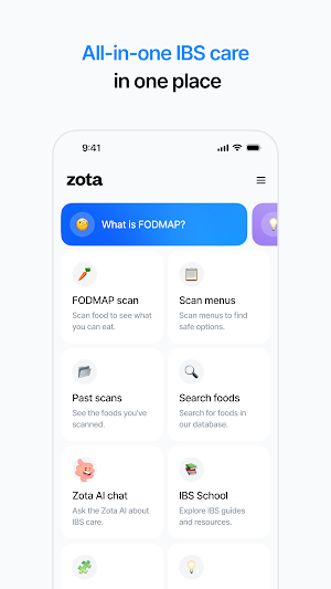 Zota Health: FODMAP Scan & IBS Screenshot 0