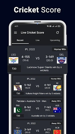 Magic Cricket - Live Score Screenshot 2