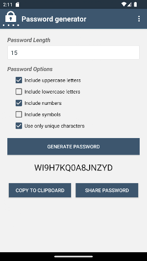 Simple password generator Screenshot 1