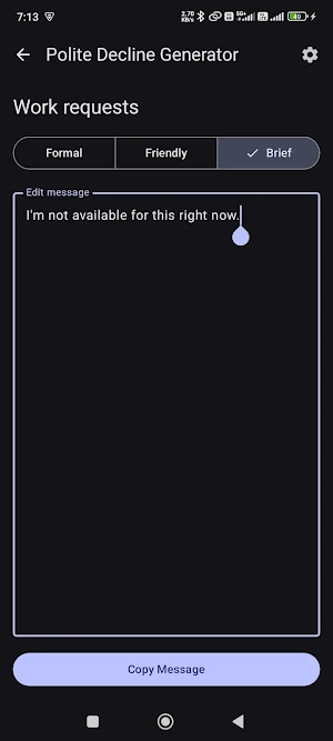 Polite Decline Generator Screenshot 3