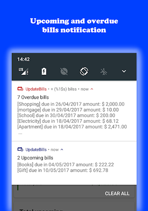 UpdateBills Due Notification Screenshot 1