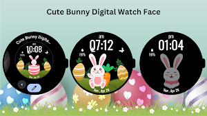Cute Bunny Digital Watch Face Screenshot 2