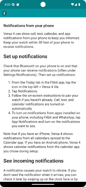 User guide for Versa 4 Screenshot 2