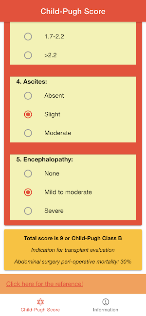 Child Pugh Score Calculator - Liver Disease Screenshot 1