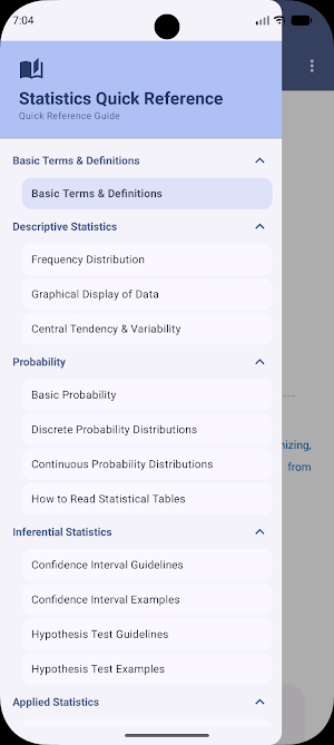 Statistics Quick Reference Screenshot 0