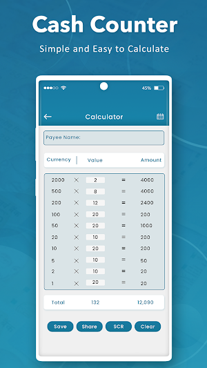 Cash Counter - Calculator Screenshot 1