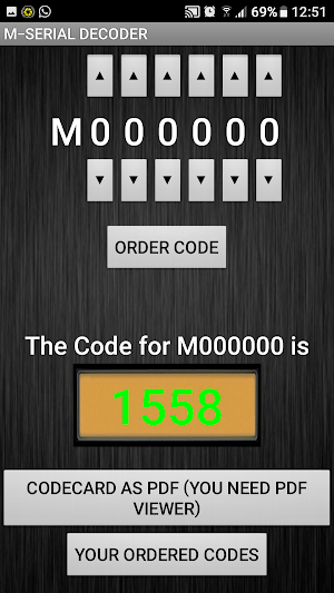 M-Serial Radio Code Decoder Screenshot 2