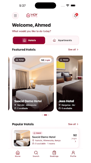 HOY Booking Screenshot 3