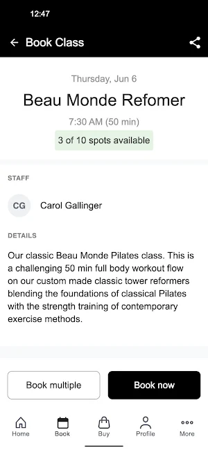 Beau Monde Pilates Screenshot 2