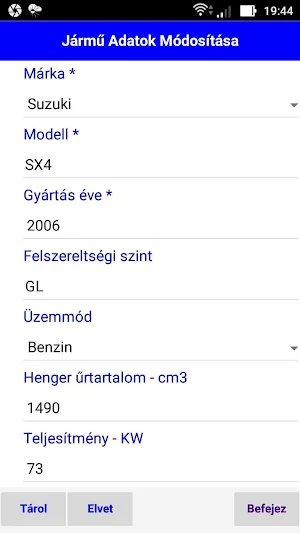 Gépjármű Információs Program Screenshot 3