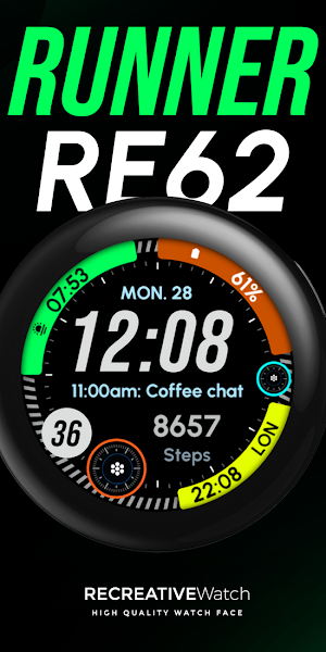 RE62 - Runner Watch Face Screenshot 2