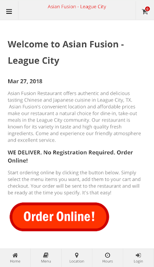 Asian Fusion League City Online Ordering Screenshot 0