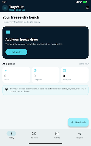 TrayVault: Freeze Dryer Log Screenshot 3