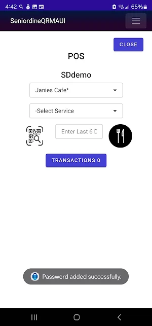 SeniordineQR Screenshot 1