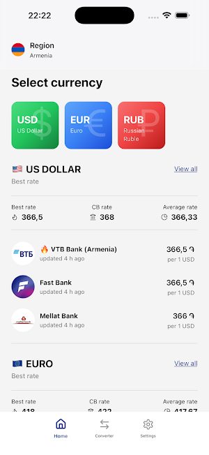 Exchange Rates Armenia Screenshot 1